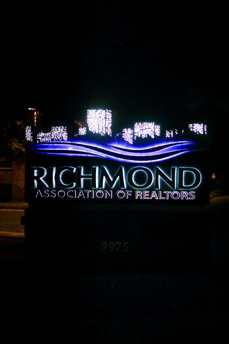 Richmond VA - Association of Realtors - logo sign - west end - night - glow 03.JPG